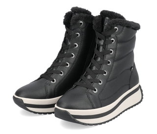 Rieker Winter Boots W0963-01 (Lace-up boots with lining, smooth leather) black ladies