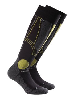 Rohner Winter-Skisocke Carving l/r (warm, antibakteriell) schwarz/lemon - 1 Paar