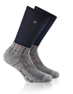 Rohner Hiking Sock Fibre High Tech (Coolmax fibers/Merino wool) navy blue/grey - 1 pair