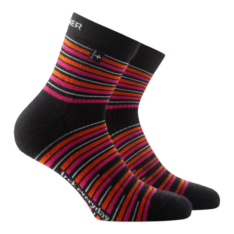 Rohner Trek Everyday Quarter Walking Socks (pleasant foot climate and maximum comfort) black/red/orange - 1 pair
