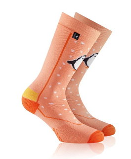 Rohner Winter-Skisocke Pinguin (Wollmischgewebe, hoher Tragekomfort) orange Kinder - 1 Paar