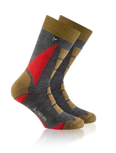 Rohner Wandersocke Back-Country (Merinowollmischgewebe) khaki/grau - 1 Paar