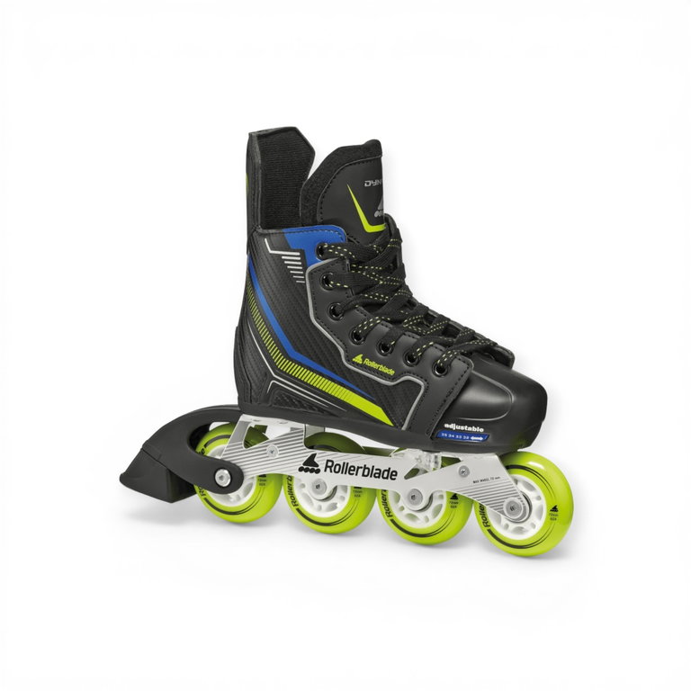 Rollerblade Inline Skates Dynamo (Rollen: 72mm/82A, Kugellager: SG5) schwarz/lime/blau Kinder