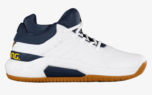 Salming Hallen-Indoorschuhe Recoil Ultra Mid Stabilität/Dämpfung weiss/navyblau Herren