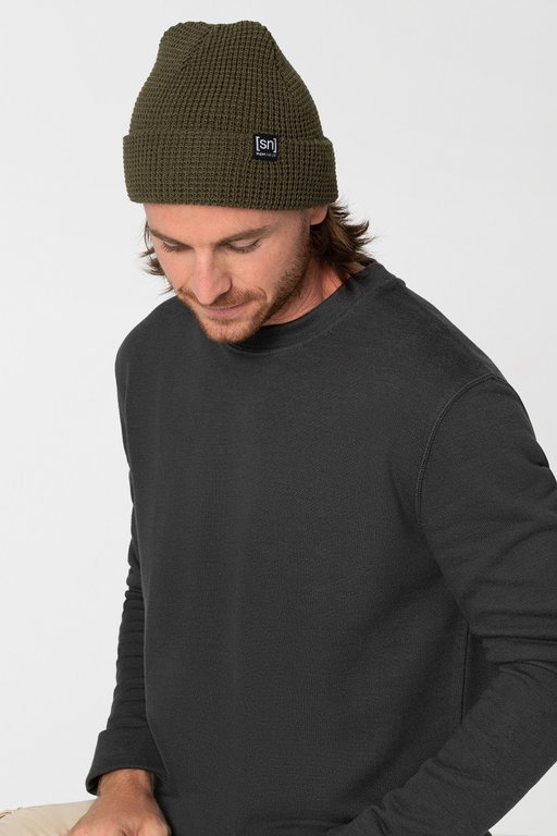 super natural Wintermütze City Beanie (Merinowolle, ideale Thermoregulation) avocado grün - 1 Stück