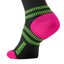 STOX Energy Socks Laufsocke Kompression Running Socks (fördert Durchblutung) charcoalgrau/fuchsia Damen - 1 Paar