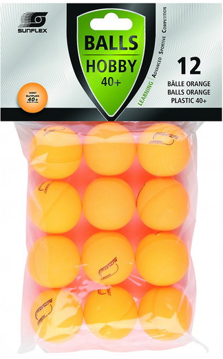 Sunflex Table Tennis Ball Hobby (Plastic Ball 40+) orange 12-pack