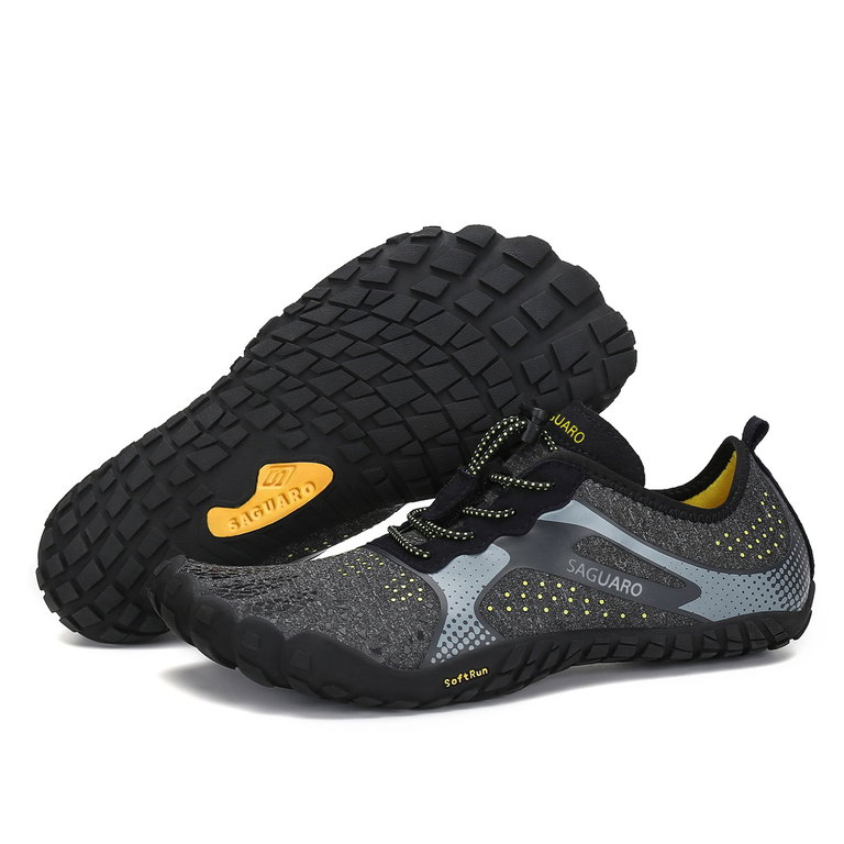 Saguaro Barfussschuhe Fast I (flexible Sohle, breite Zehenbox) schwarz/grau