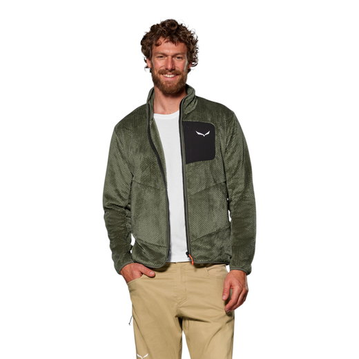 Salewa Fleecejacke Puez Warm Full-Zip (Winterfleece, 2-Wege-Stretch) grün Herren