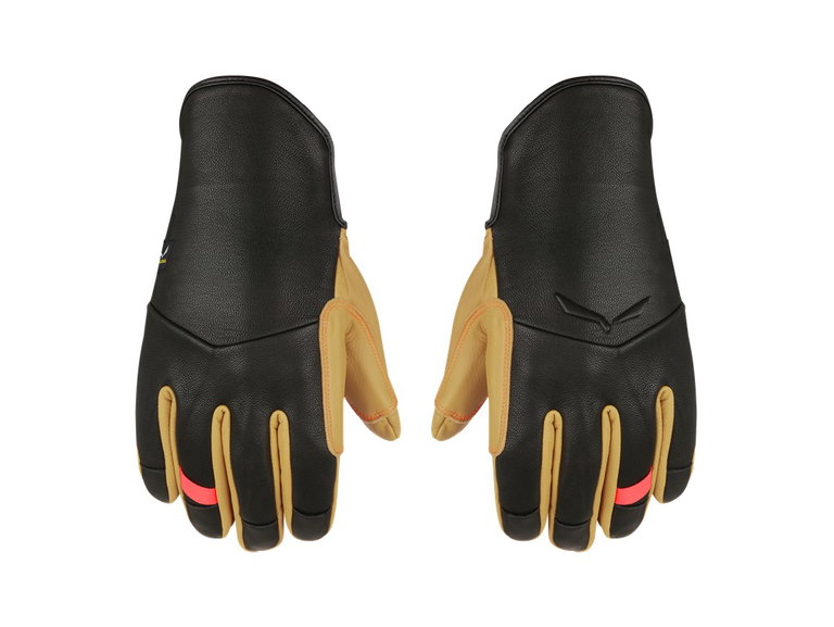 Salewa Winterhandschuhe (Vollleder-Innenhand) Ortles AM - warm, winddicht und atmungsaktiv - schwarz/gelb Damen