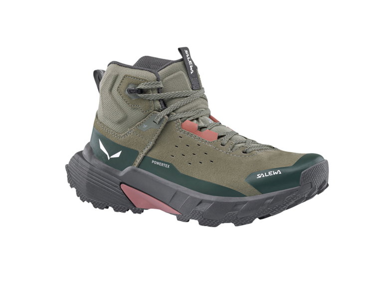 Salewa Wanderschuhe Pedroc 2 Leather MID PTX (Wildleder, Speed-Hiking, wasserdicht) dunkelgrün/grau Damen
