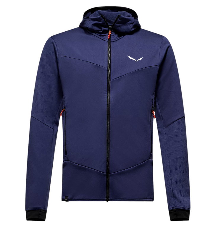 Salewa Fleece Jacket Sella Crevasse Hooded Jacket (warm, lightweight, high freedom of movement) denim blue men's