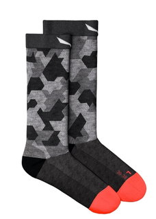 Salewa Trekkingsocke Crew Pedroc Camo Merino (leicht, atmungsaktiv) schwarz/grau Herren - 1 Paar