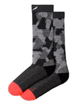 Salewa Trekkingsocke Crew Pedroc Camo Merino (leicht, atmungsaktiv) schwarz/grau Herren - 1 Paar