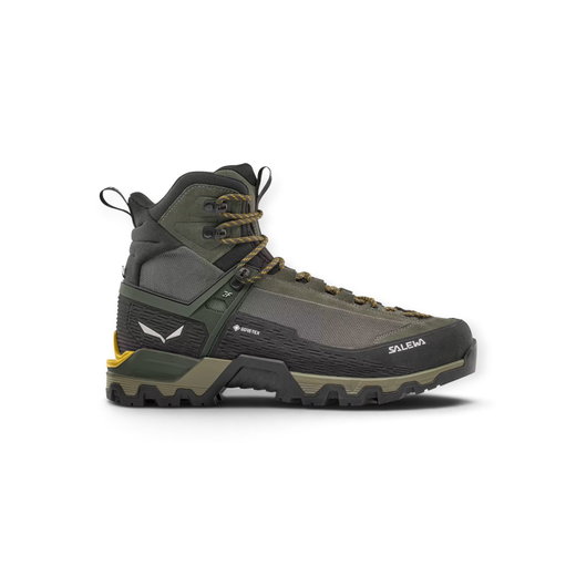 Salewa Wanderschuhe MTN Trainer 3 Tech Mid GTX (Exkursions-Bergstiefel, Veloursleder, wasserdicht) khakigrün/schwarz Herren