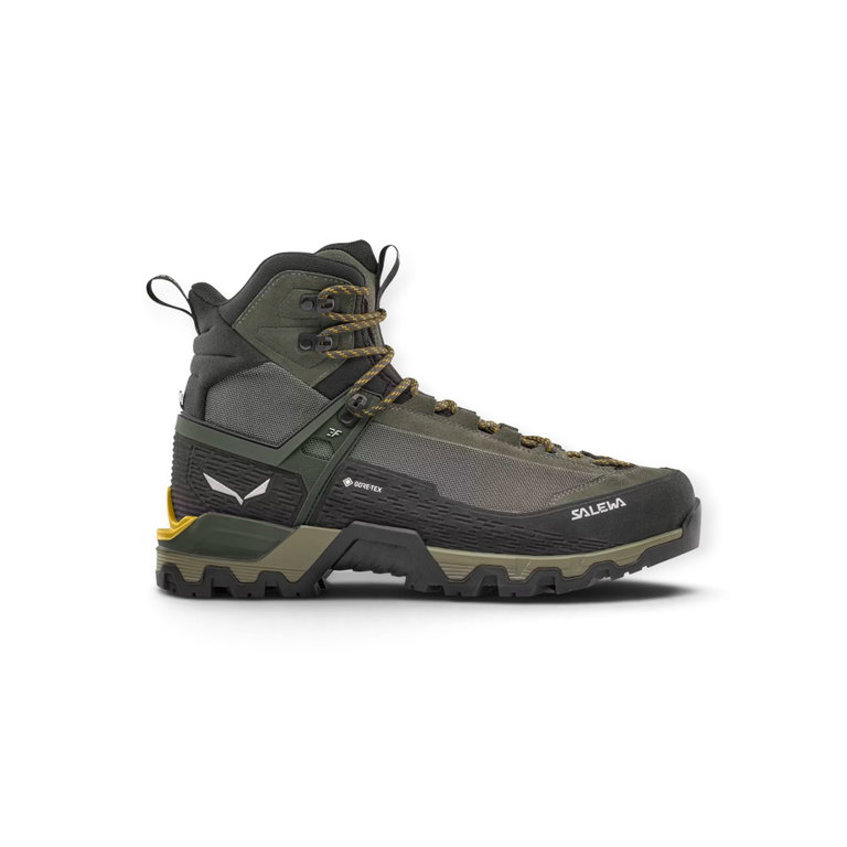 Salewa Wanderschuhe MTN Trainer 3 Tech Mid GTX (Exkursions-Bergstiefel, Veloursleder, wasserdicht) khakigrün/schwarz Herren