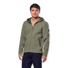 Salewa Fanes Sarner Full-Zip Wool Jacket (made from alpine wool knit, warm) dark green melange men's