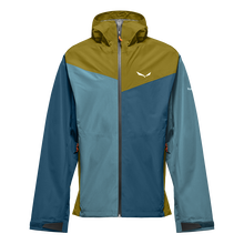 Salewa Trekking-Wanderjacke Puez Powertex (2,5-Lagen Hardshelljacke, wind- und wasserdicht) blau/olive Herren
