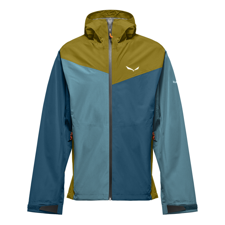 Salewa Trekking-Wanderjacke Puez Powertex (2,5-Lagen Hardshelljacke, wind- und wasserdicht) blau/olive Herren