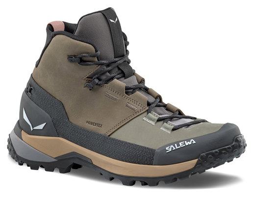 Salewa Wanderschuhe Puez Leather Mid Powertex (Trekking, Nubukleder, wasserdicht) bunge cord braun/onyx Damen