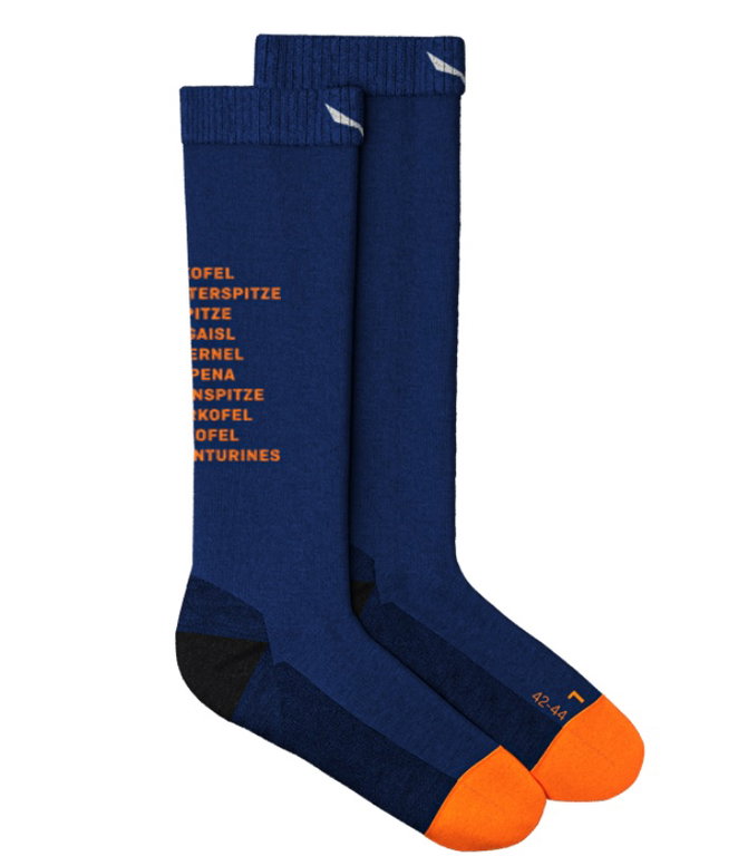 Salewa Trekkingsocke Crew Ortles Dolomites (Merinowolle, strapazierfähig, warm) elektrikblau - 1 Paar