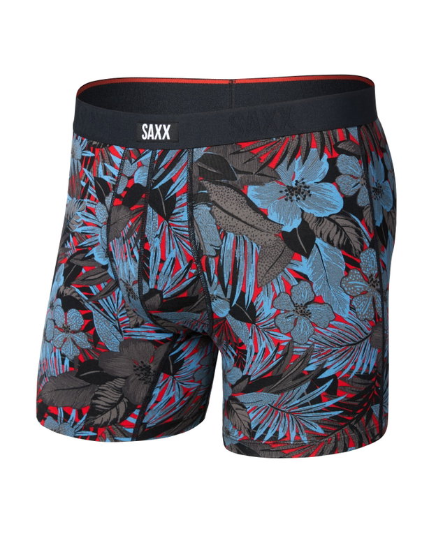 SAXX Boxershorts Vibe Xtra Soft Comfort Boxer Brief Fly Blätter blau/schwarz Herren - 1 Stück