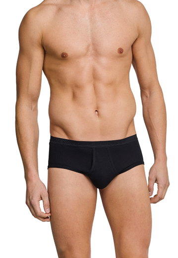 Schiesser Sportslip Original Feinripp mit Eingriff schwarz Herren