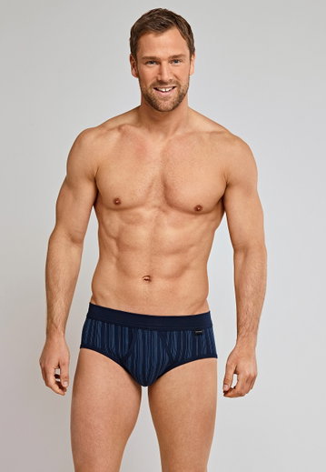 Schiesser Sportslip Original Feinripp mit Eingriff navy gestreift Herren