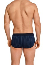 Schiesser Sportslip Original Feinripp mit Eingriff navy gestreift Herren