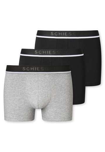 Schiesser Unterwäsche Boxershorts 95/5 Webgummibund schwarz/grau meliert Herren - 3 Stück