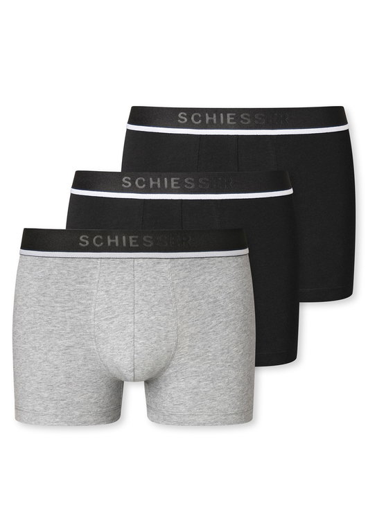 Schiesser Unterwäsche Boxershorts 95/5 Webgummibund schwarz/grau meliert Herren - 3 Stück