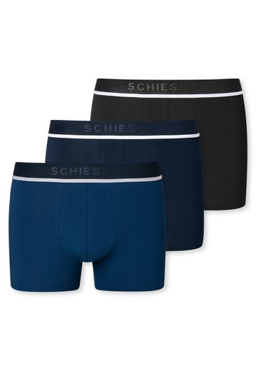 Schiesser Unterwäsche Boxershorts 95/5 Webgummibund blau/schwarz Herren - 3 Stück