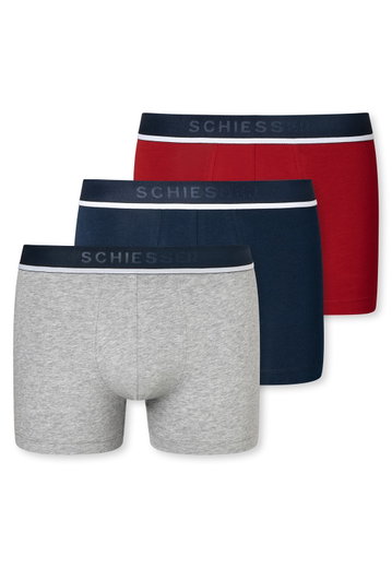 Schiesser Underwear Boxer Shorts 95/5 Web Elastic Waistband Red/Blue/Grey Melange Men - 3 Pieces