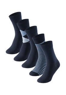 Schiesser Tagessocke Crew Bluebird Stay Fresh gemustert nachtblau - 5 Paar