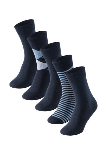 Schiesser Tagessocke Crew Bluebird Stay Fresh gemustert nachtblau - 5 Paar