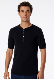 Schiesser Leisure T-shirt Revival Karl-Heinz Short Sleeve Black Men's