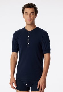 Schiesser Leisure T-shirt Revival Karl-Heinz Short Sleeve Dark Blue Men's