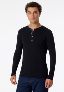 Schiesser Leisure Long Sleeve Shirt Revival Karl-Heinz Black Men's