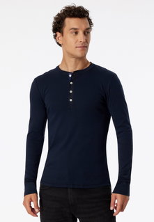 Schiesser Leisure Long Sleeve Shirt Revival Karl-Heinz Dark Blue Men's