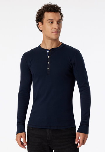 Schiesser Freizeit Langarmshirt Revival Karl-Heinz dunkelblau Herren