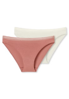 Schiesser Underwear Rio Brief Lace Cotton Terracotta Red/Sand Ladies - 2 Pieces