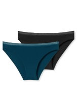 Schiesser Unterwäsche Rio-Slip Spitze Cotton Lace schwarz/petrol Damen - 2 Stück