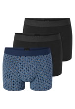 Schiesser Underwear Boxer Shorts 95/5 Woven Elastic Waistband 924 Men's Shorts Black/Blue Men's - Pack of 3