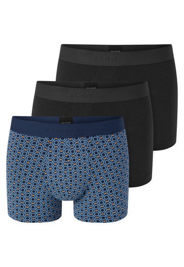Schiesser Unterwäsche Boxershorts 95/5 Webgummibund 924 Herren-Shorts schwarz/blau Herren - 3 Stück