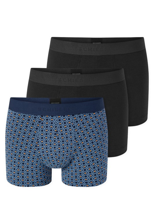Schiesser Unterwäsche Boxershorts 95/5 Webgummibund 924 Herren-Shorts schwarz/blau Herren - 3 Stück