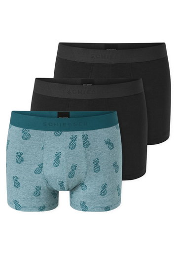 Schiesser Unterwäsche Boxershorts 95/5 Webgummibund 925 Herren-Shorts schwarz/grün Herren - 3 Stück