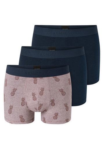 Schiesser Unterwäsche Boxershorts 95/5 Webgummibund 926 Herren-Shorts dunkelblau/braun Herren - 3 Stück