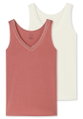 Schiesser Unterwäsche Tank-Top Trägertops Cotton Lace beige/sienarot Damen - 2er Pack