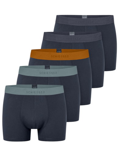 Schiesser Unterwäsche Boxershorts 95/5 Organic Cotton Webgummibund mehrfarbig dunkelblau Herren - 5 Stück