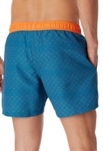 Schiesser Badehose Webware Rauten gemustert petrol/orange Herren